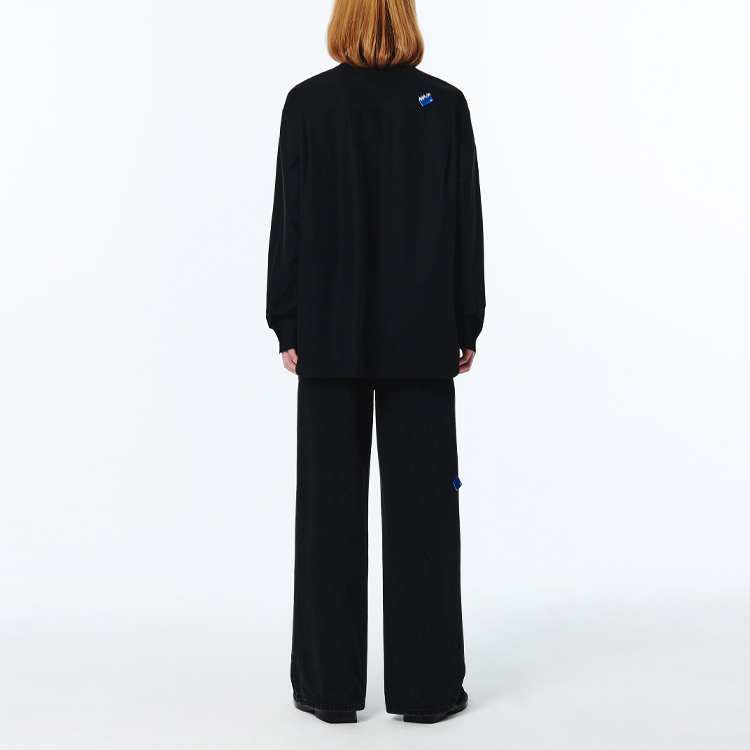 Purchase ADER ERROR 聯名中性黑色刺繡標籤長袖襯衫 BMSGFYSH0101BK