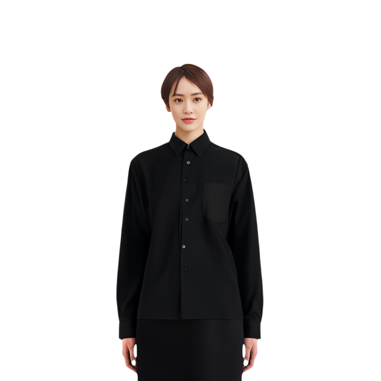 Sizing ADER ERROR 聯名中性黑色刺繡標籤長袖襯衫 BMSGFYSH0101BK