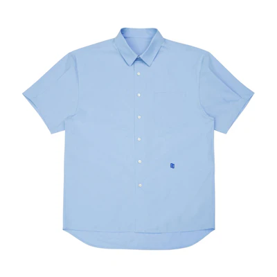ADER ERROR Solid Color Single-Breasted Oversized Short Sleeve Shirt Light Blue Mens BN42FYSH0202SB