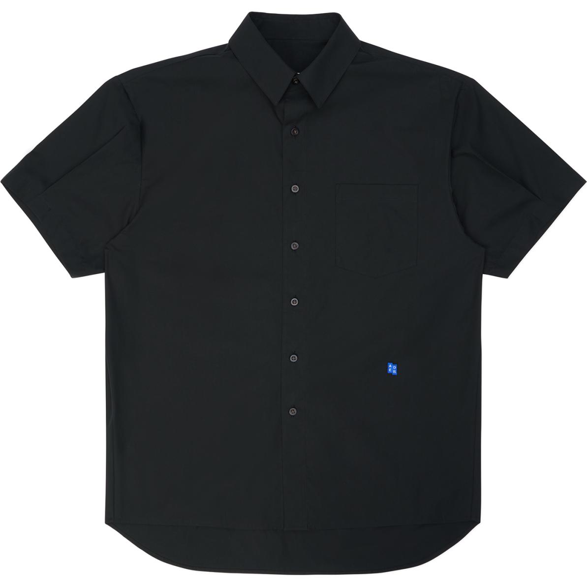 Order ADER ERROR Baju Hitam Lengan Pendek Oversized Single-Breasted Warna Solid BN42FYSH0202BK