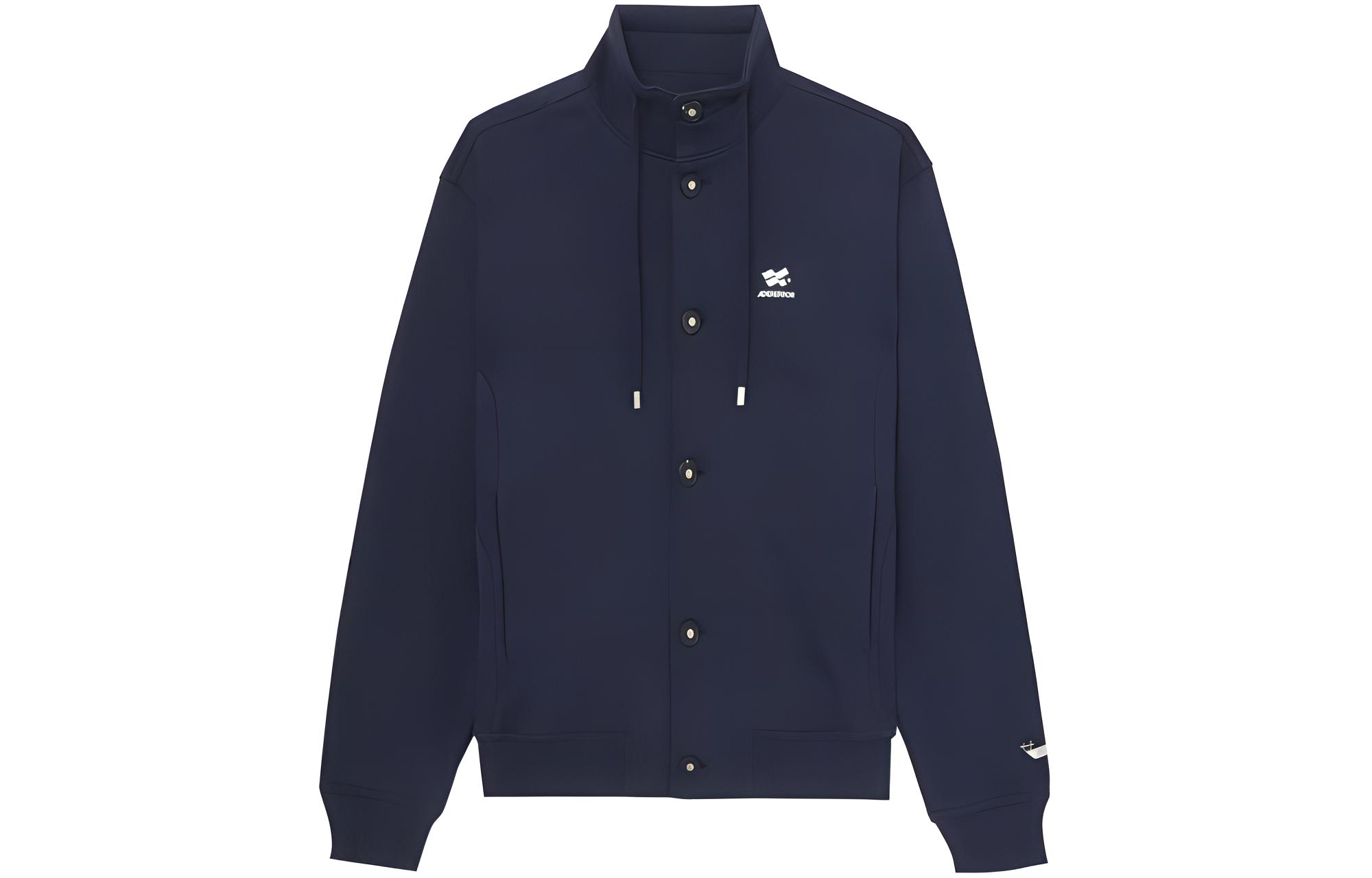 ADER ERROR Solid Navy Blue Button-Up Jacket for Men BMADFWJK0108NV