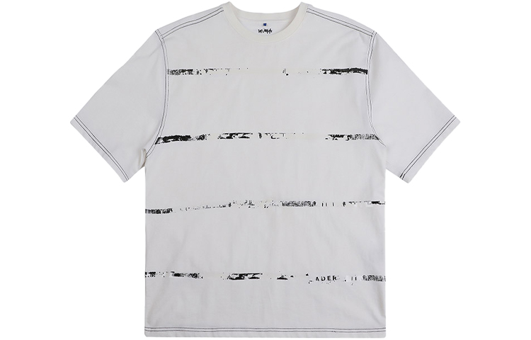ADER ERROR SS21 White Striped Graphic Tee Unisex Short Sleeve BKASSHT09WH