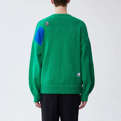 ADER ERROR SS22 双心Logo针织圆领毛衣 男女同款 绿色 BLASSLK01GN Sizing ADER ERROR SS22 双心Logo针织圆领毛衣 男女同款 绿色 BLASSLK01GN