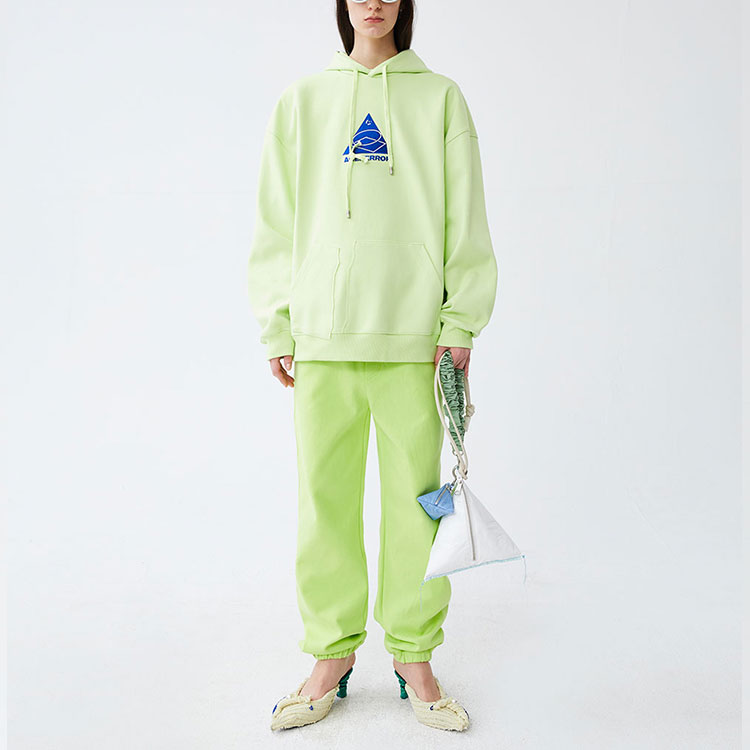 Shop ADER ERROR SS22 Unisex Yellow-Green Cutout Patchwork Hoodie. BLASSHD01YG