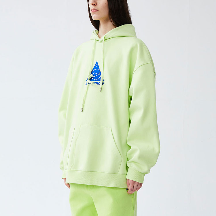 Sizing ADER ERROR SS22 Unisex Yellow-Green Cutout Patchwork Hoodie. BLASSHD01YG