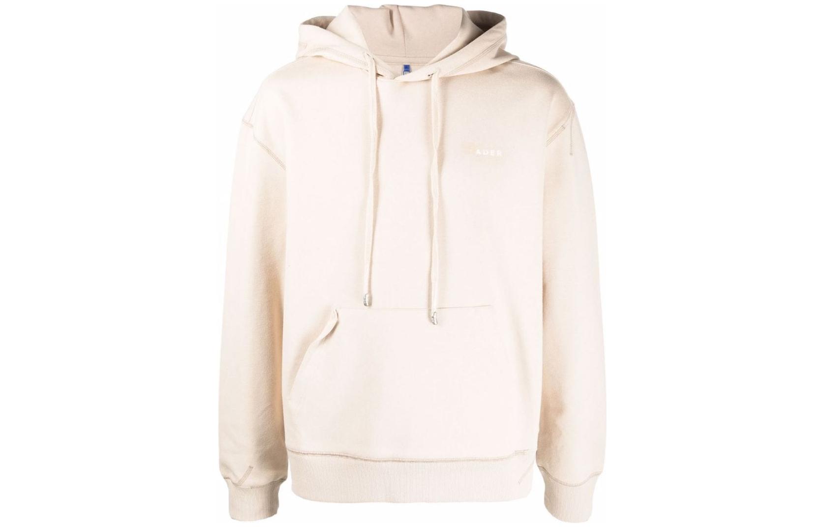 ADER ERROR SS22 White Logo Print Drawstring Hoodie Unisex PS21BKASSH02IVIVORY