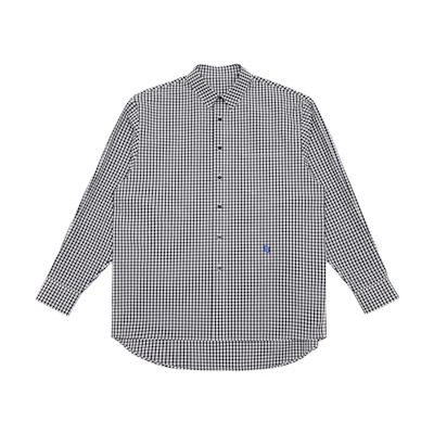 ADER ERROR SS23 Significant Black Embroidered Checkered Unisex Long Sleeve Shirt BMSGFYSH0102BK