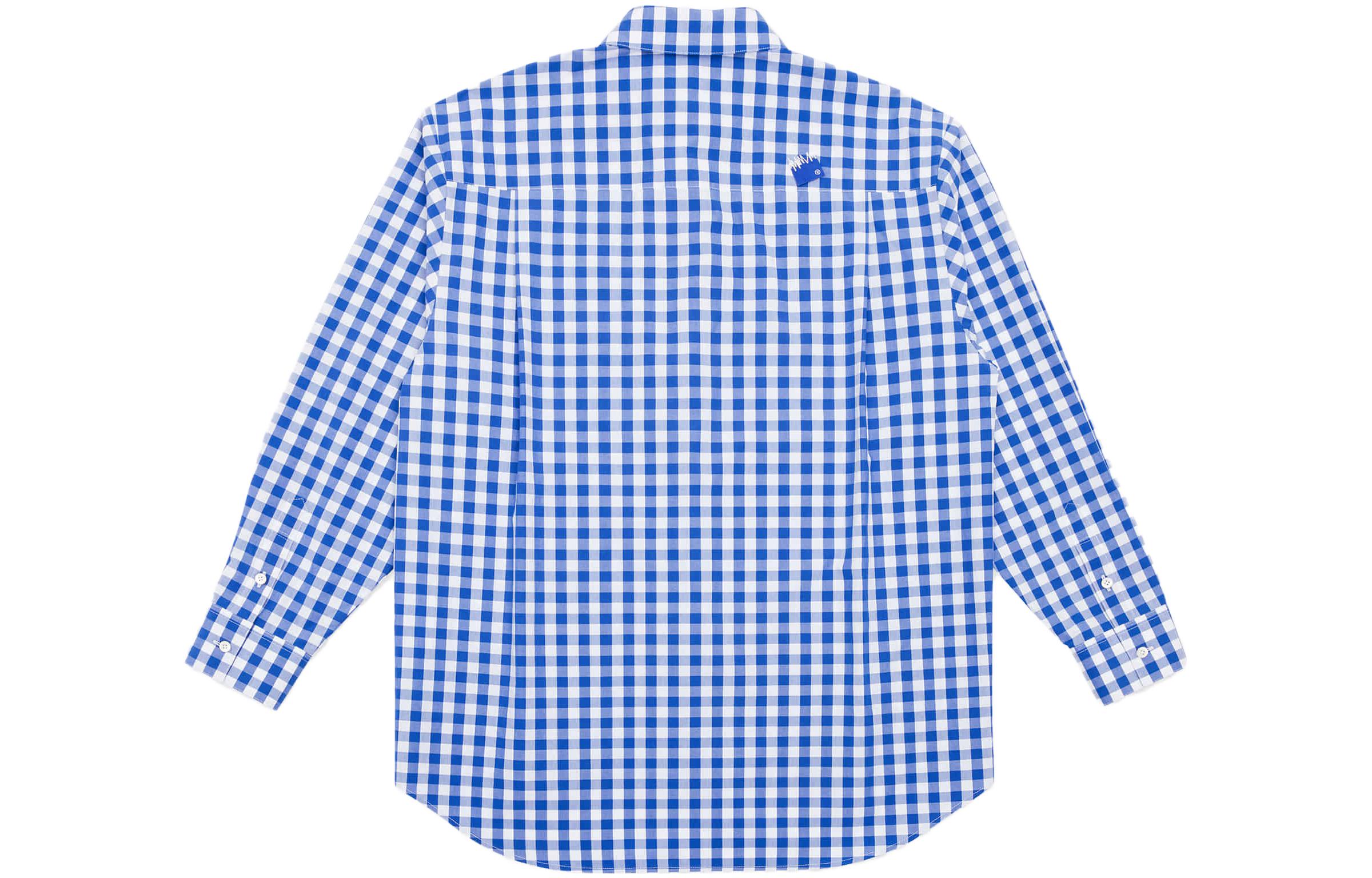 Lookbook ADER ERROR SS23 Baju Lengan Panjang Kotak Biru Unisex Sulaman Significant BMSGFYSH0103BL