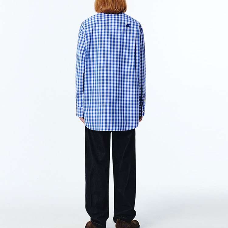 Purchase ADER ERROR SS23 Baju Lengan Panjang Kotak Biru Unisex Sulaman Significant BMSGFYSH0103BL