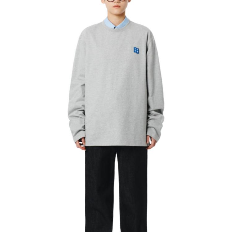 Shop ADER ERROR SS23 寬鬆灰色刺繡衛衣 男女款 BMSGFYLT0201GR