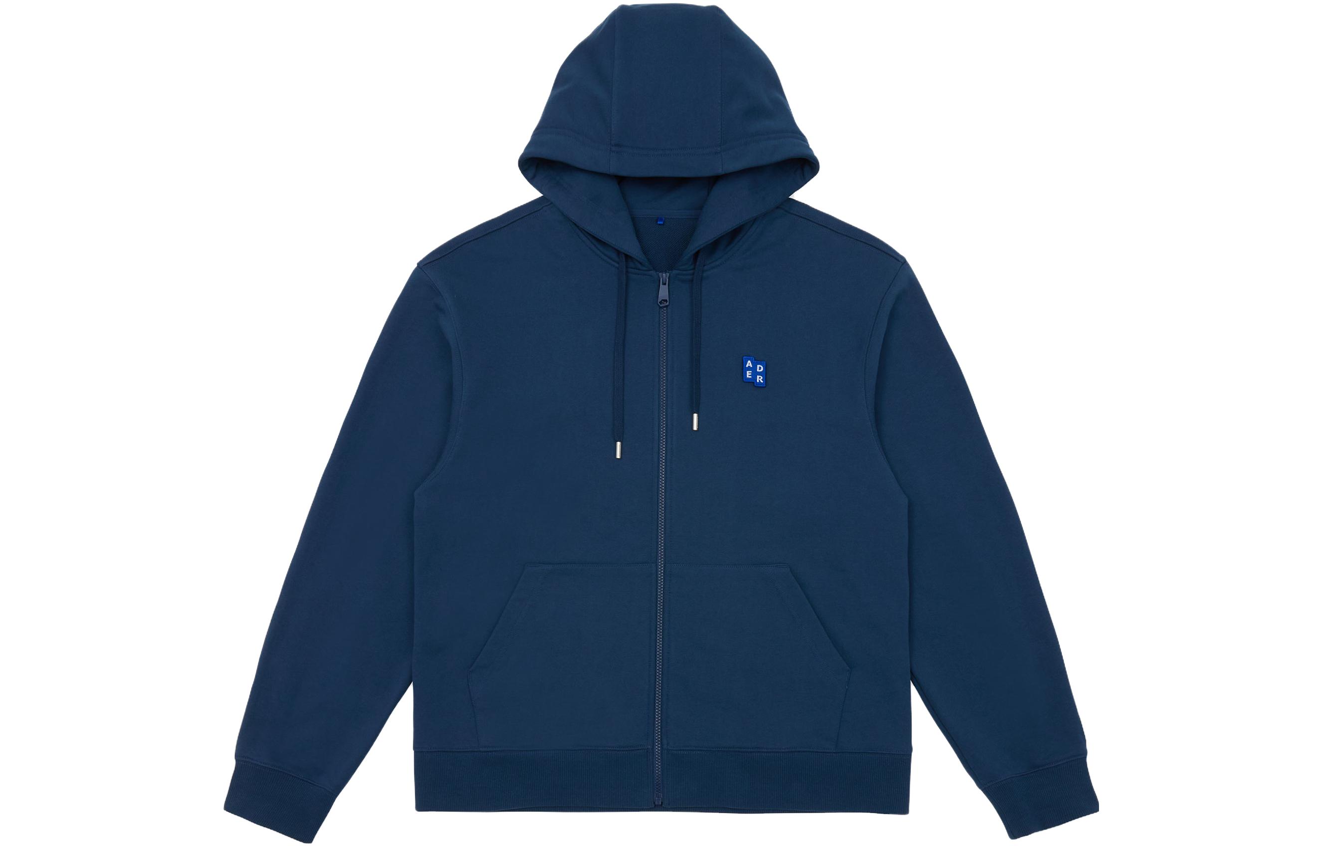 ADER ERROR SS23 Significant Embroidered Zip Hoodie Unisex Navy Color. BMSGFYHD0401NV