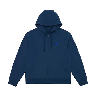 ADER ERROR SS23 Significant Embroidered Zip Hoodie Unisex Navy Color. BMSGFYHD0401NV