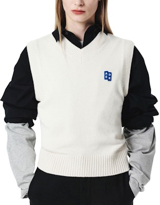 ADER ERROR SS23 Significant Knit Vest Oatmeal Unisex Sulam Tag ساده BMSGFYKT0201OT 1