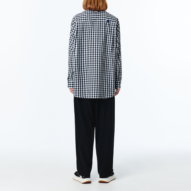 Purchase ADER ERROR SS23 Kemeja Lengan Panjang Kotak Hitam Unisex dengan Sulaman. BMSGFYSH0103BK