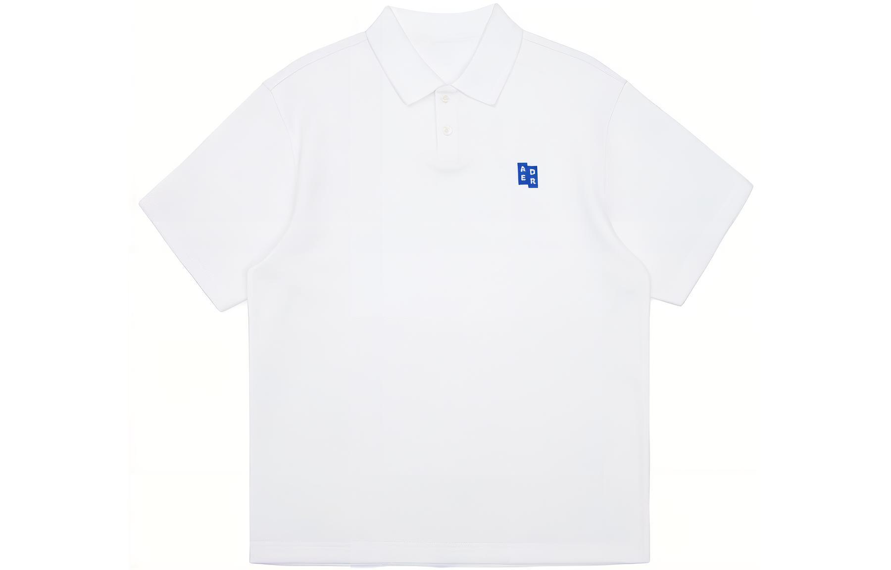 ADER ERROR SS23 Significant White Embroidered Label Polo Shirt Unisex BMSGFYTS0201OW