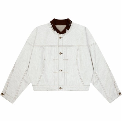 ADER ERROR SS25 浅灰色宽松短立领夹克. BO01SSJK1601WH Order ADER ERROR SS25 浅灰色宽松短立领夹克. BO01SSJK1601WH