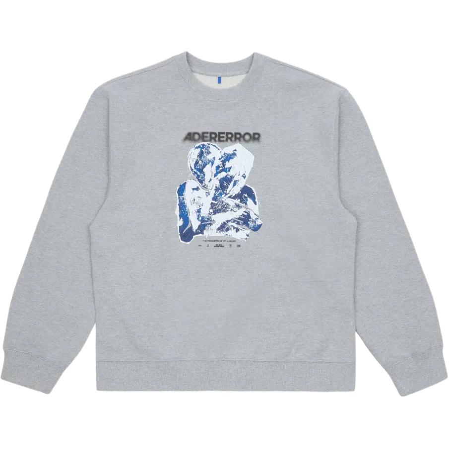 ADER ERROR SS25 Logo Print Crewneck Long Sleeve Sweatshirt Grey Mens BO01SSSW0104GR