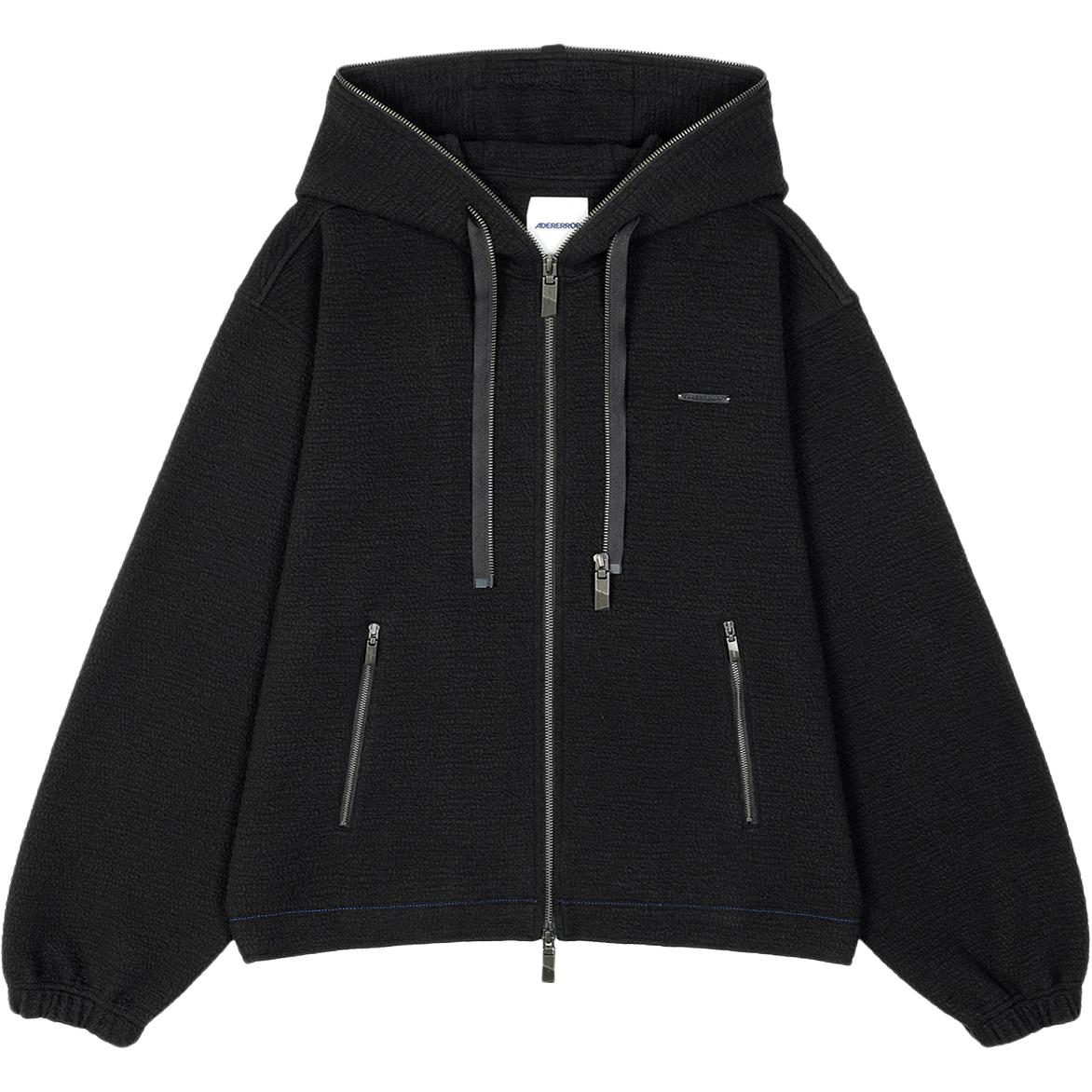 Order ADER ERROR SS25 Unisex Hoodie Zip-Up Warna Hitam BO01SSHD0402BK