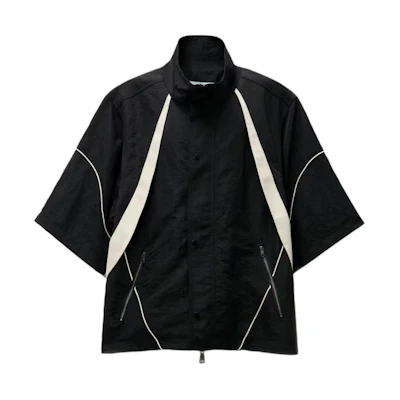 ADER ERROR Stripe High-Collar Zip Loose Fit Short-Sleeve Jacket Black () BN01SSJK0206BK