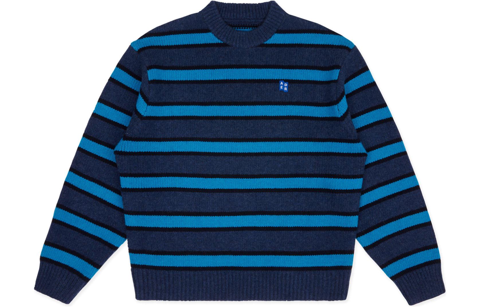 Order ADER ERROR Baju Sweater Crewneck Bergaris Oversized Unisex Biru BM42FYKT0107BL