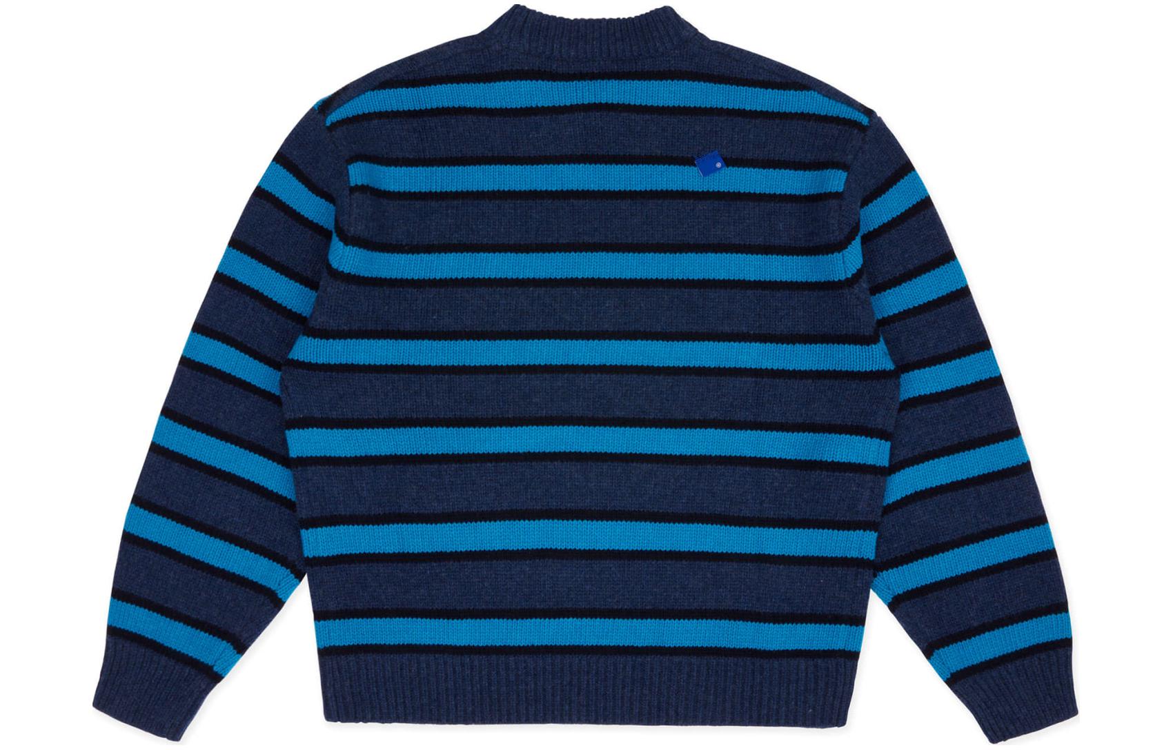 Lookbook ADER ERROR Baju Sweater Crewneck Bergaris Oversized Unisex Biru BM42FYKT0107BL