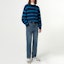 Shop ADER ERROR Baju Sweater Crewneck Bergaris Oversized Unisex Biru BM42FYKT0107BL