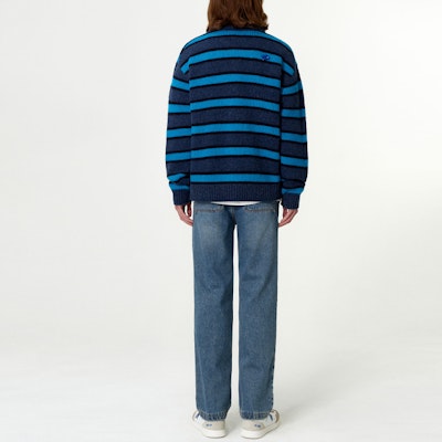 ADER ERROR Baju Sweater Crewneck Bergaris Oversized Unisex Biru BM42FYKT0107BL Purchase ADER ERROR Baju Sweater Crewneck Bergaris Oversized Unisex Biru BM42FYKT0107BL