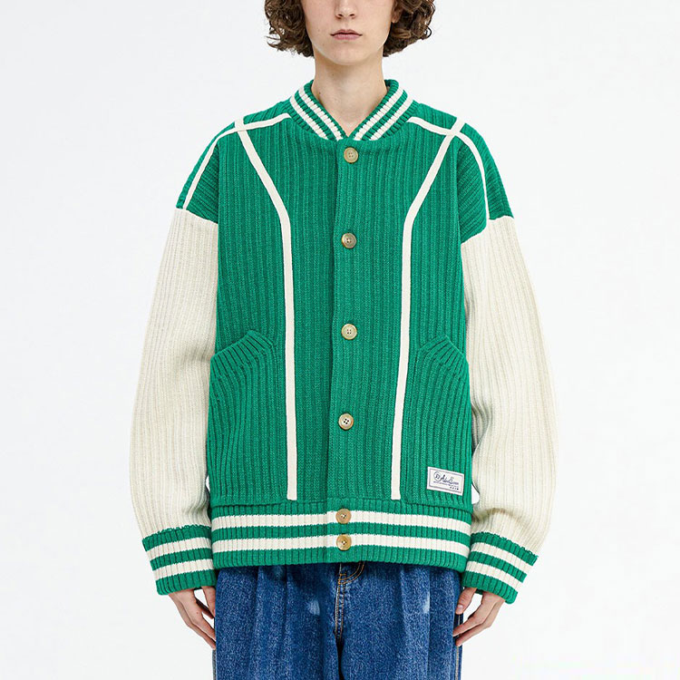 Sizing ADER ERROR 条纹印花单排扣夹克 男女同款 绿色 BLAFWOC03GR