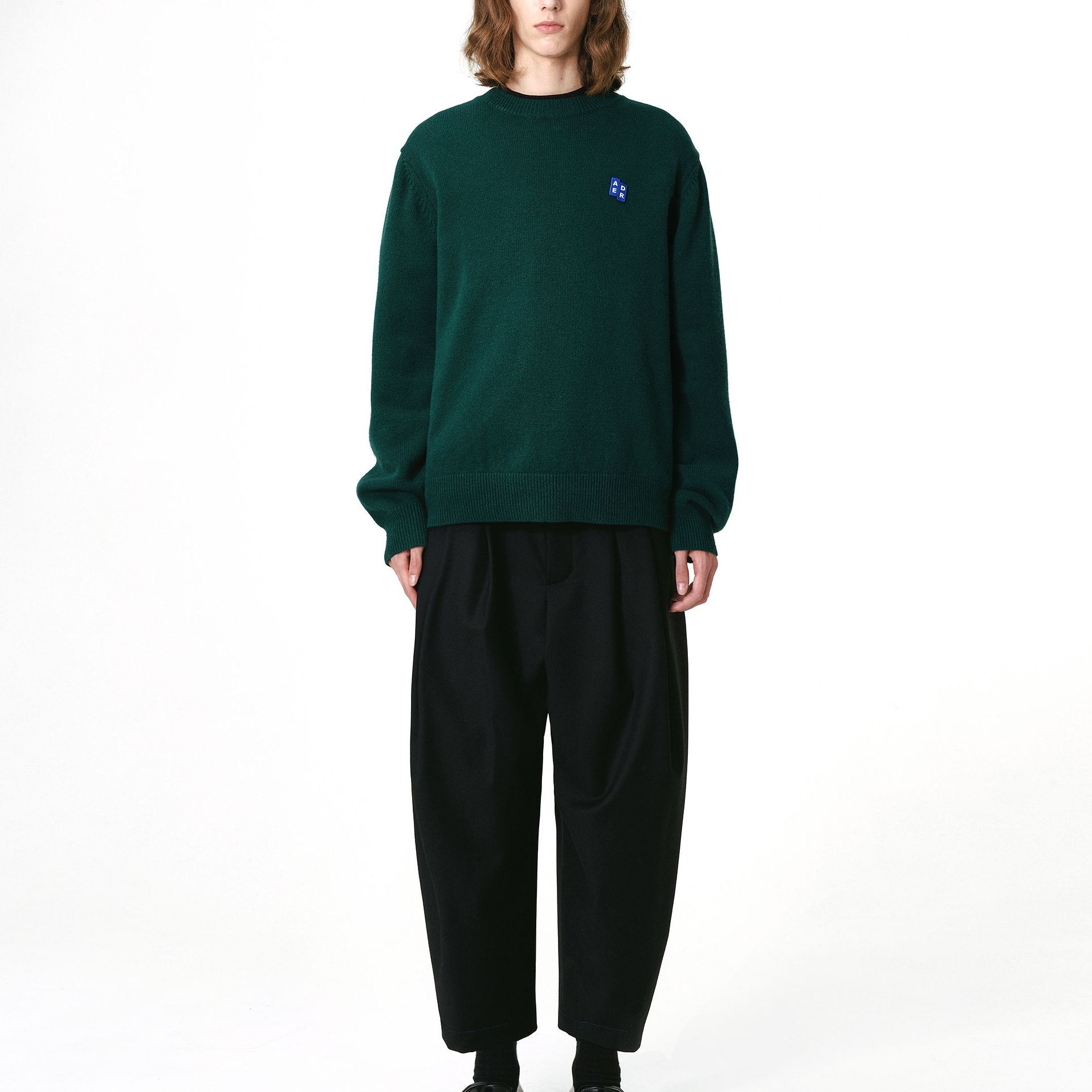 Shop ADER ERROR 男女綠色圓領長袖套頭毛衣 BMSGFYKT0101GN