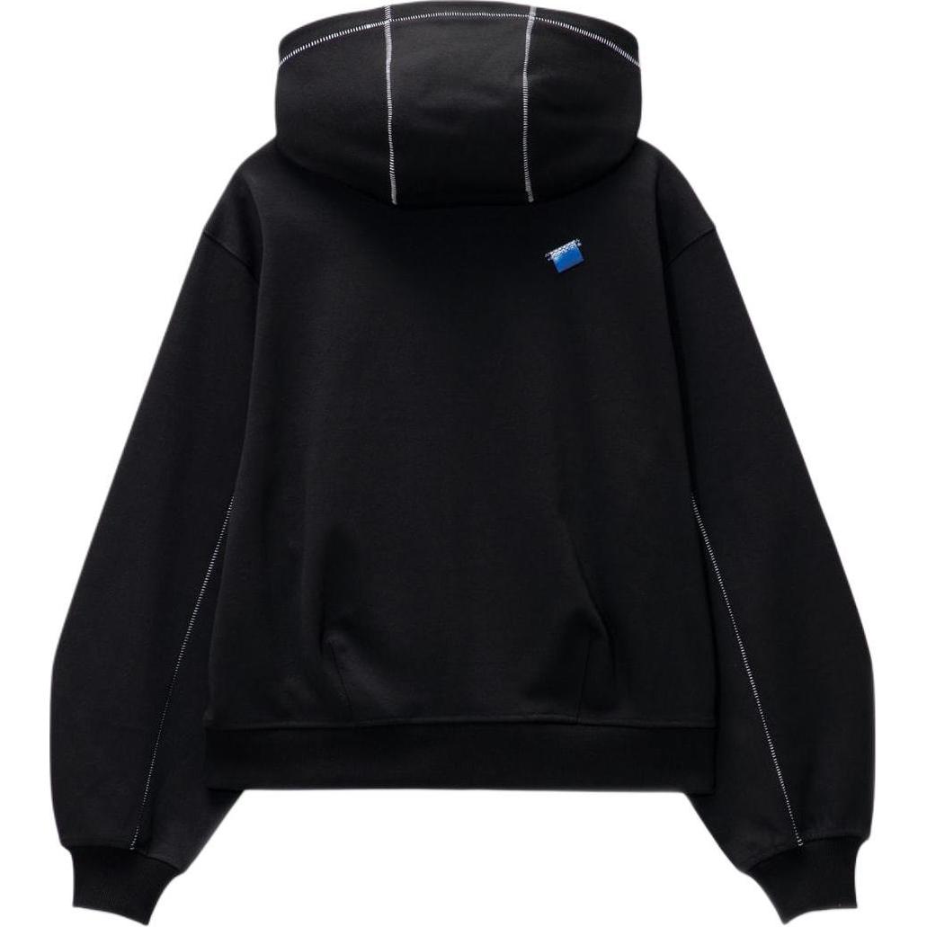Lookbook ADER ERROR 男女款 Logo 黑色連帽長袖上衣。 BN01SSHD0102BK