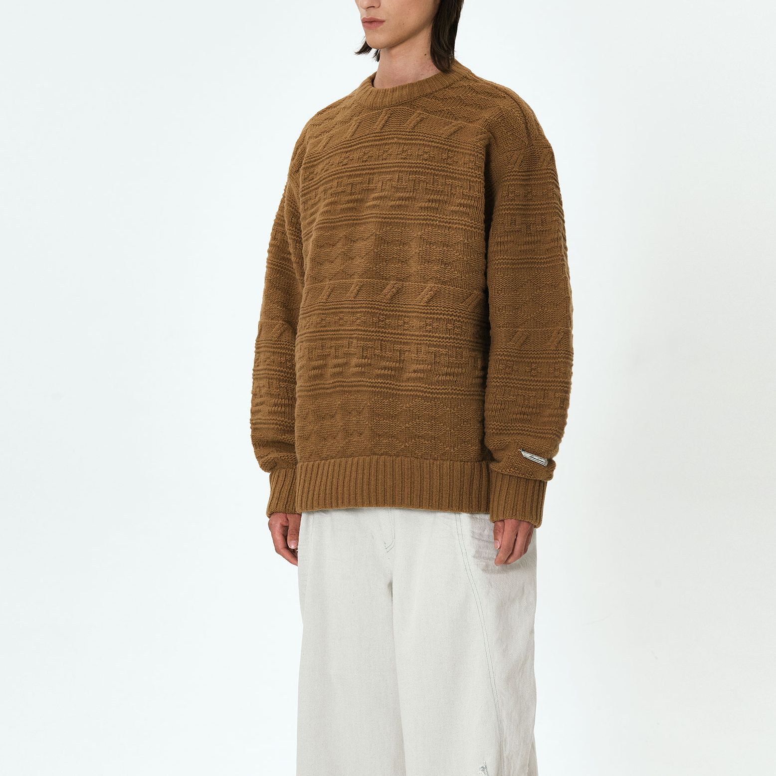 Purchase ADER ERROR 男女款寬版圓領毛衣 卡其色 BMADFWKT0305BG