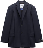 ADER ERROR x ZARA CYCLE A TO Z Capsule Navy Blue Wrinkled Long Sleeve Blazer Unisex 2003611401 ADER ERROR x ZARA CYCLE A TO Z Capsule Navy Blue Wrinkled Long Sleeve Blazer Unisex 2003611401