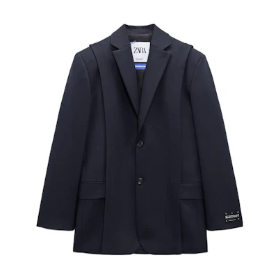 ADER ERROR ZARA CYCLE A TO Z Capsule Navy Blue Wrinkled Long Sleeve Blazer Unisex 2003611401