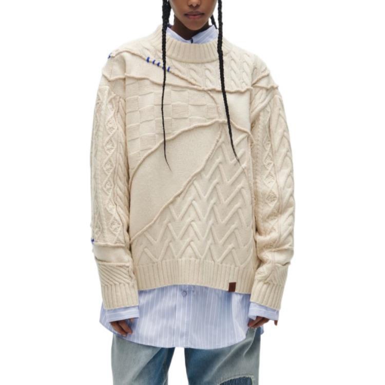Details for ADER ERROR x ZARA FW22 Beige Cable Knit Crewneck Sweater Unisex Kolaborasi 5755002712