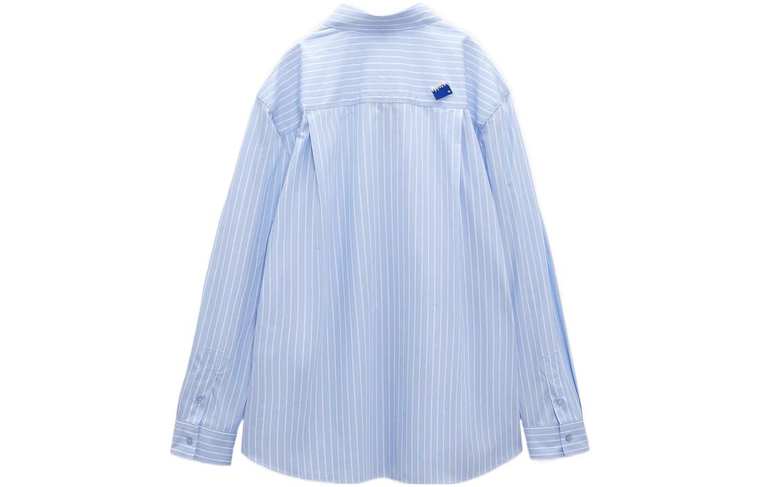 Lookbook ADER ERROR x ZARA FW22 Baju Kemeja Lengan Panjang Jalur Unisex Biru 2006631104