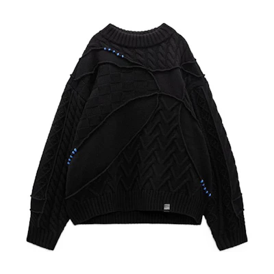 ADER ERROR ZARA FW22 Unisex Black Cable Knit Crewneck Sweater 5755002800