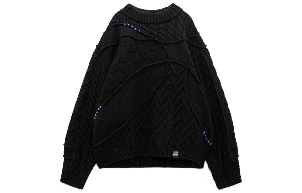 Order ADER ERROR x ZARA FW22 Unisex Hitam Cable Knit Crewneck Sweater. 5755002800