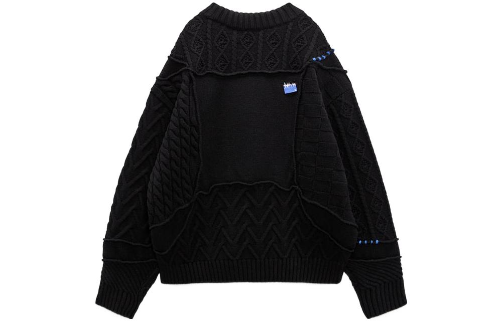 Lookbook ADER ERROR x ZARA FW22 Unisex Hitam Cable Knit Crewneck Sweater. 5755002800