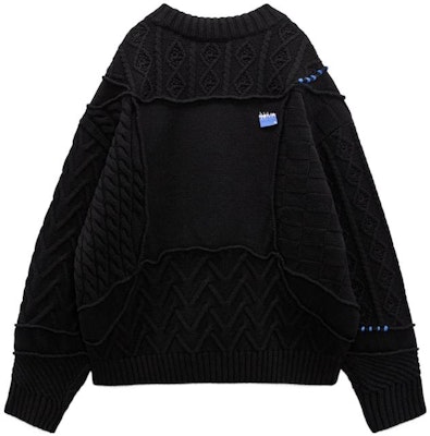 ADER ERROR x ZARA FW22 Unisex Hitam Cable Knit Crewneck Sweater. 5755002800 Lookbook ADER ERROR x ZARA FW22 Unisex Hitam Cable Knit Crewneck Sweater. 5755002800