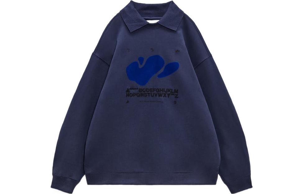 ADER ERROR ZARA FW22 Unisex Blue Sweatshirt with Embroidered Lettering 264006401