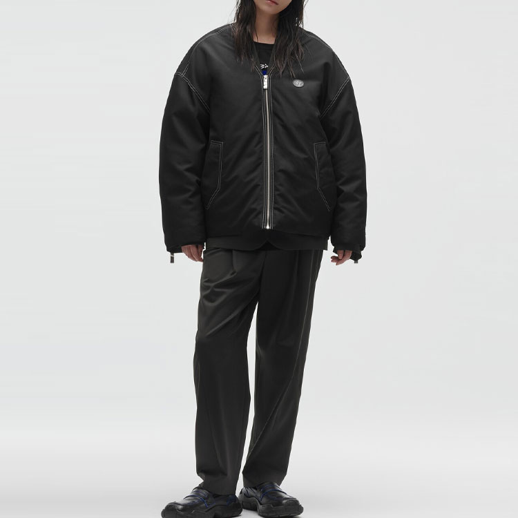 Shop ADER ERROR x ZARA Jaket Bomber Hitam Oversized Unisex Gaya Pasangan 00518049800-34