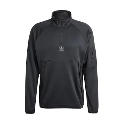 adidas 1/4 Zip Pullover Jacket Black with Pocketed Sleeves IZ3282