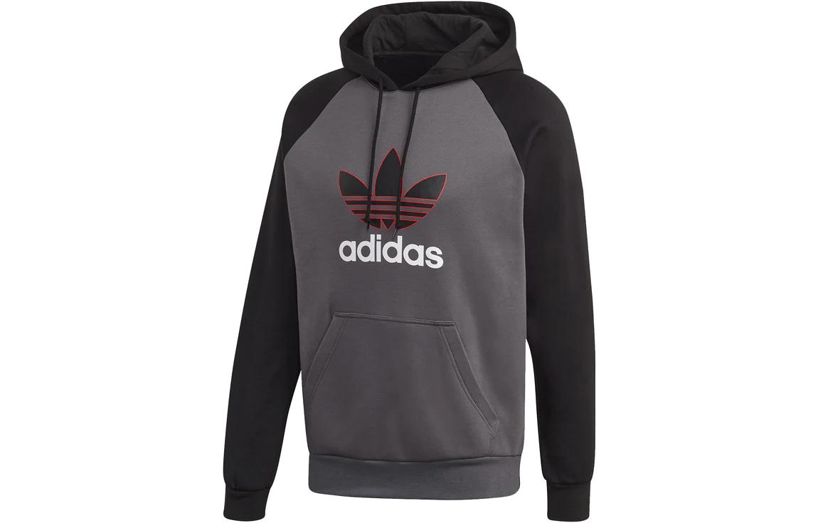 adidas 20 Linear Overhead Hoodie Dark Gray拼接印花连帽卫衣 FT9276