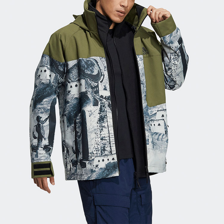 adidas 3-in-1 Logo Hoodie Jacket Unisex - Dark Olive Green H23108 圖 10