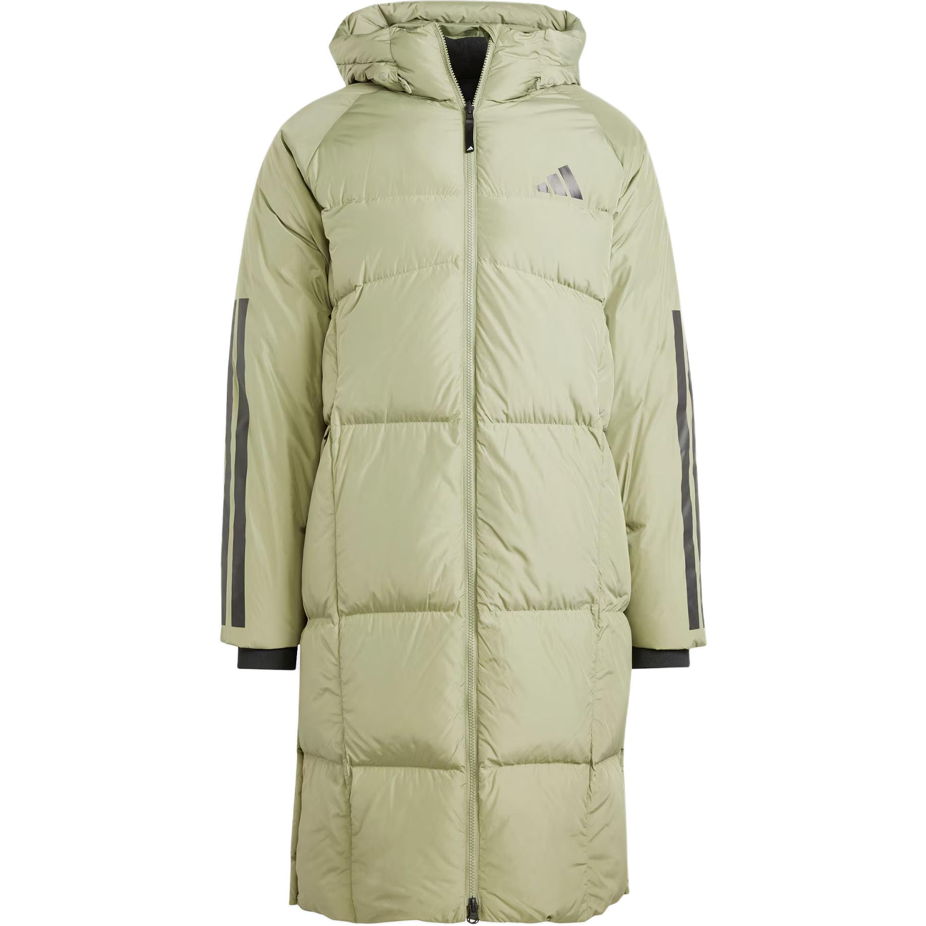 adidas 3-Stripes  Hooded Puffer Jacket Tent Green Casual Style JG3839