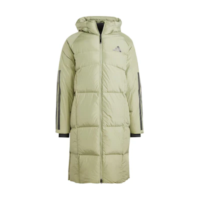 adidas 3-Stripes Hooded Puffer Jacket Tent Green Casual Style JG3839
