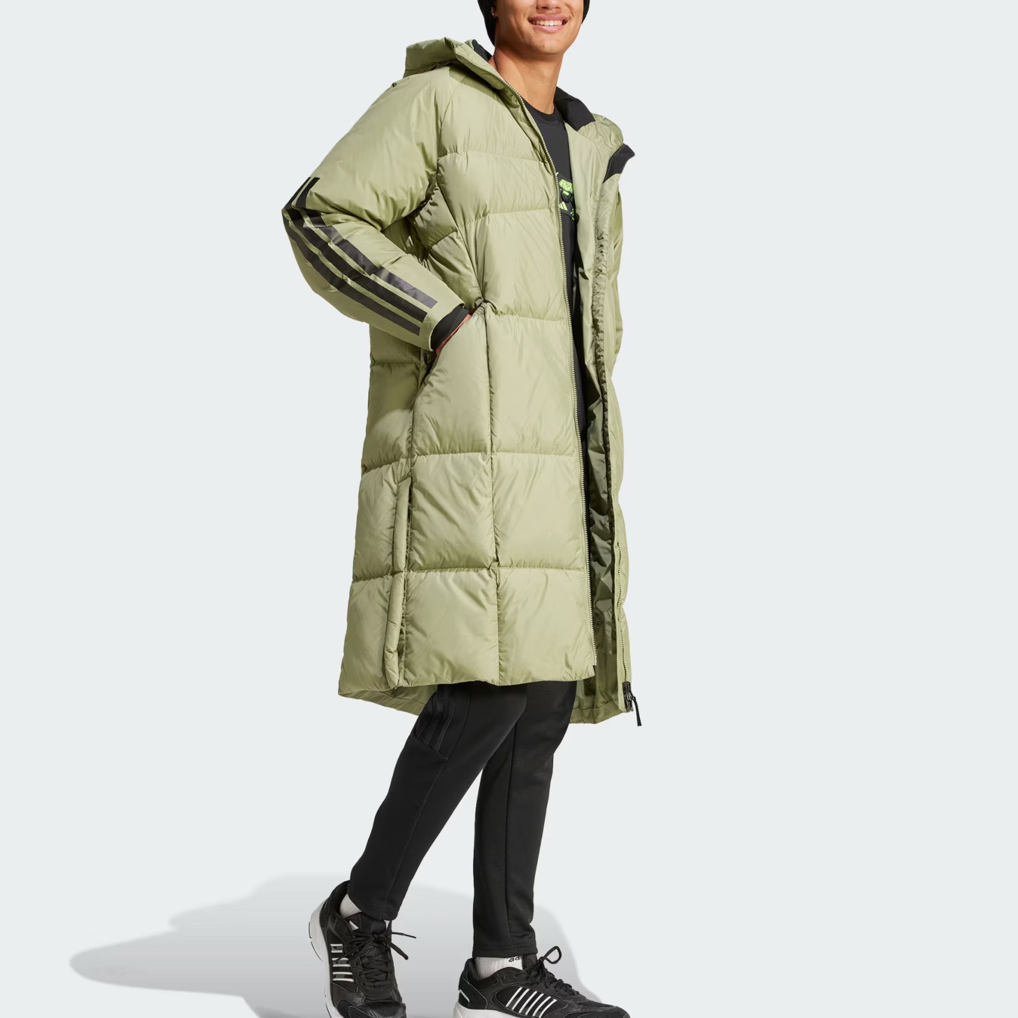 Purchase adidas 三條紋連帽羽絨外套帳篷綠休閒風格 JG3839