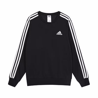adidas 3-Stripes Black Crewneck Loose Fit Long Sleeve Sweatshirt GK9078