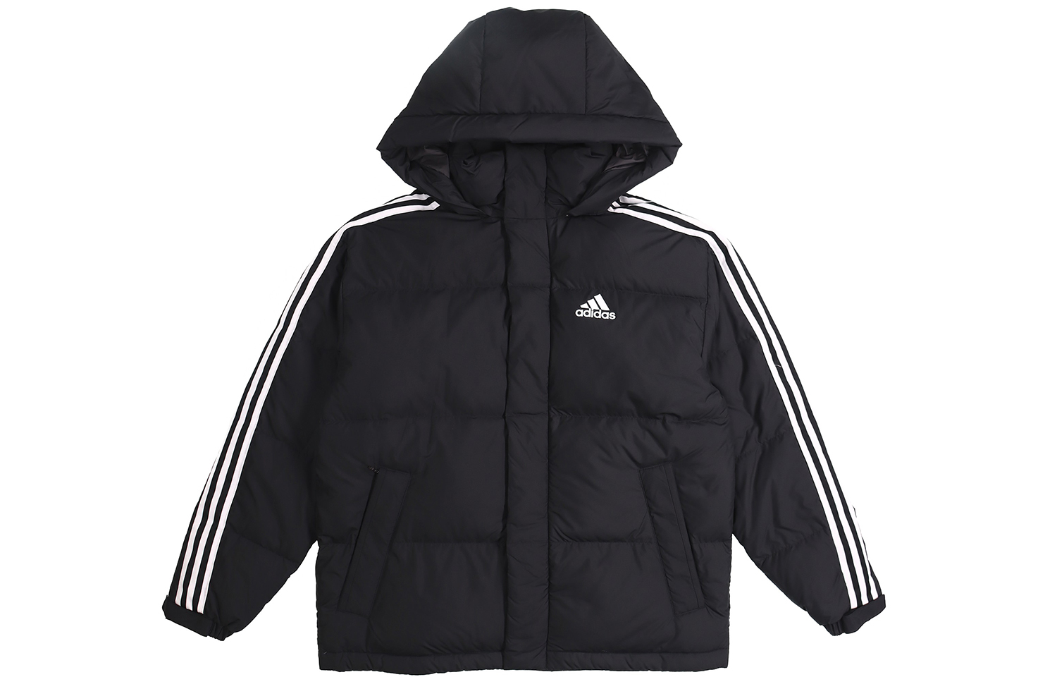 adidas 3-Stripes Black Hooded Puffer Jacket Winter Down Coat EH3972 圖 2