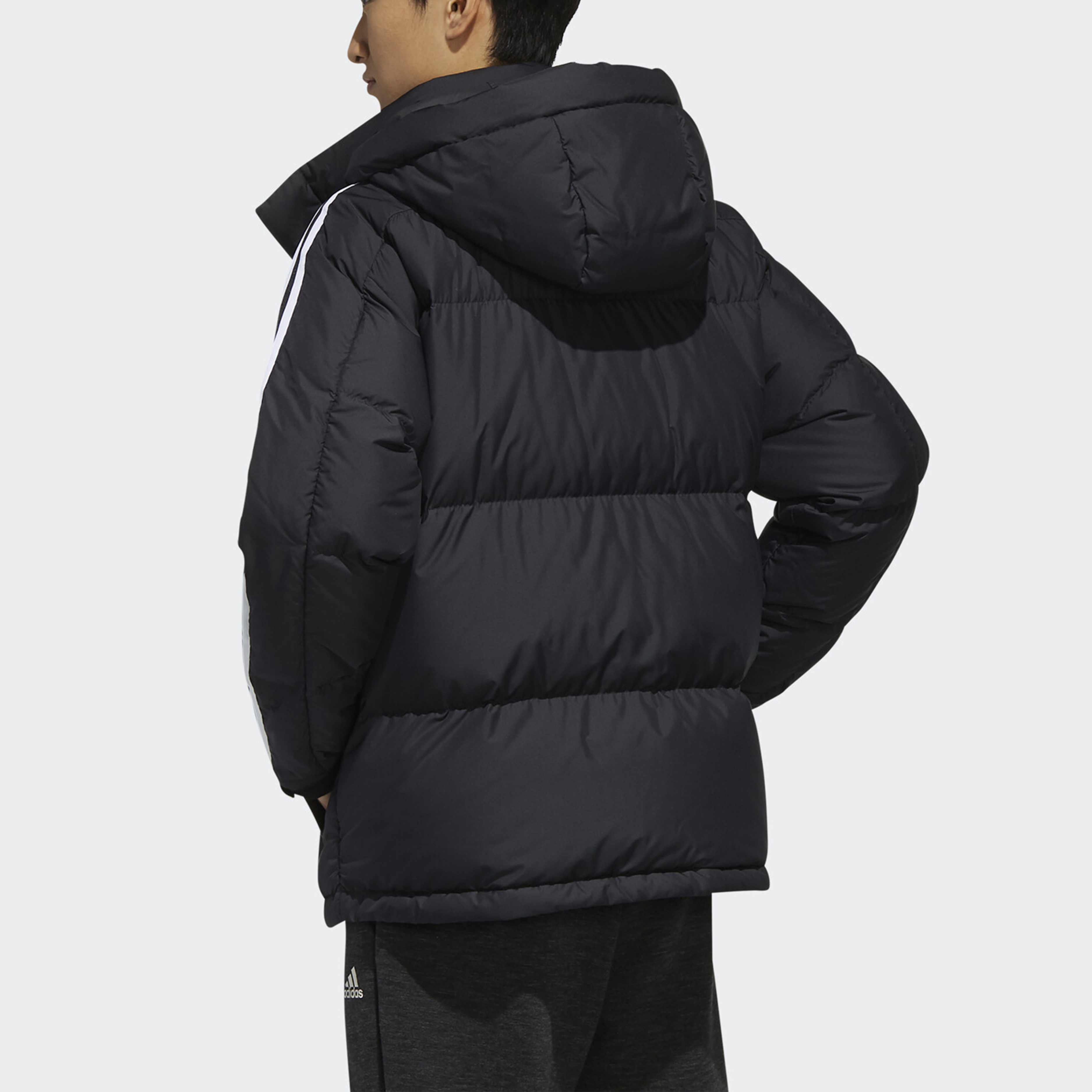 adidas 3-Stripes Black Hooded Puffer Jacket Winter Down Coat EH3972 圖 5